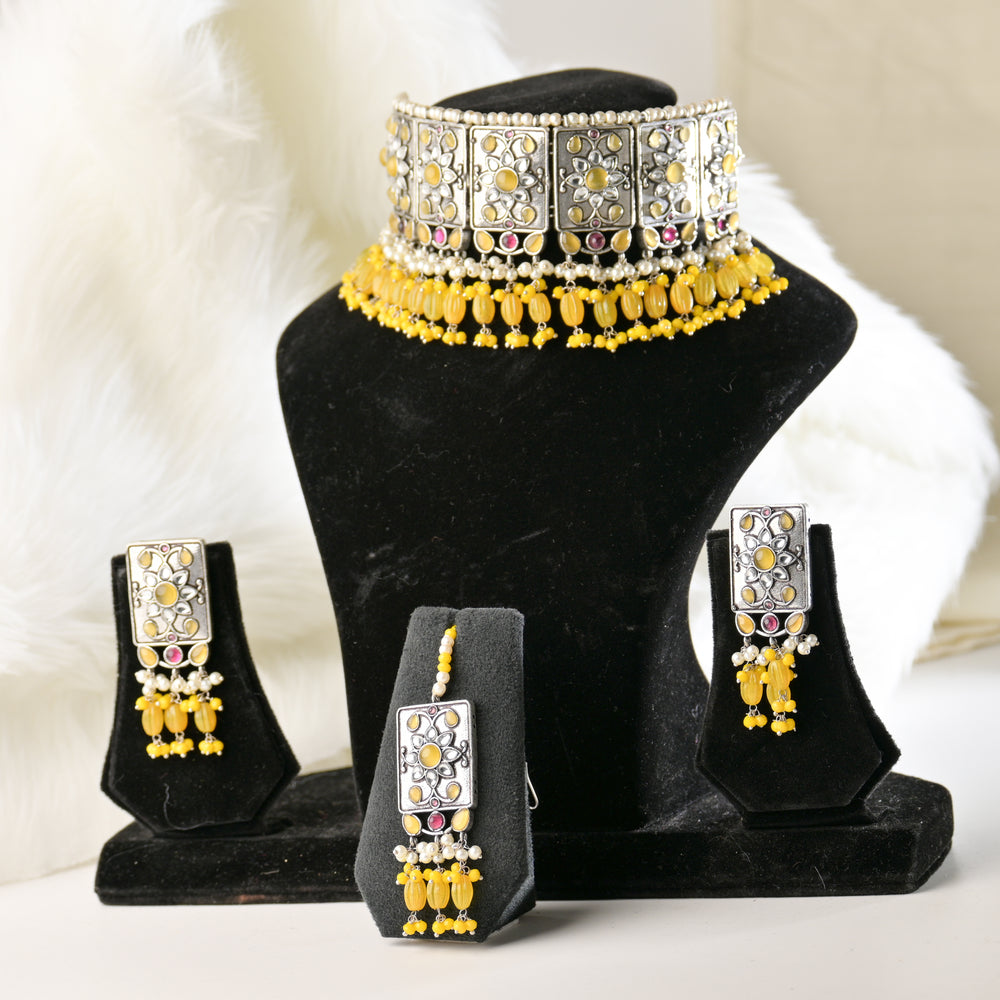 Premiun Impon Necklace Set With Mathapatti