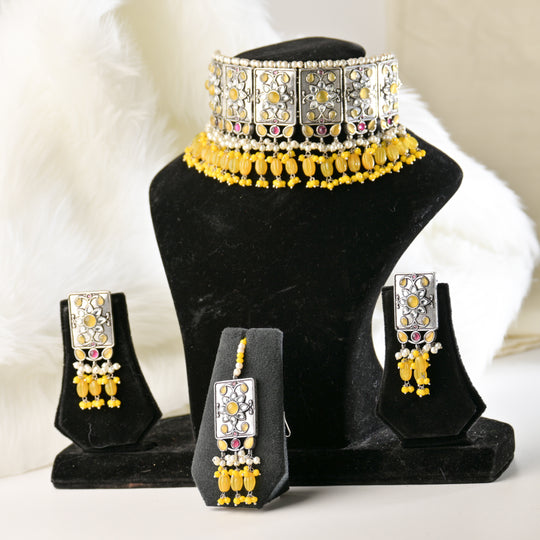Premiun Impon Necklace Set With Mathapatti