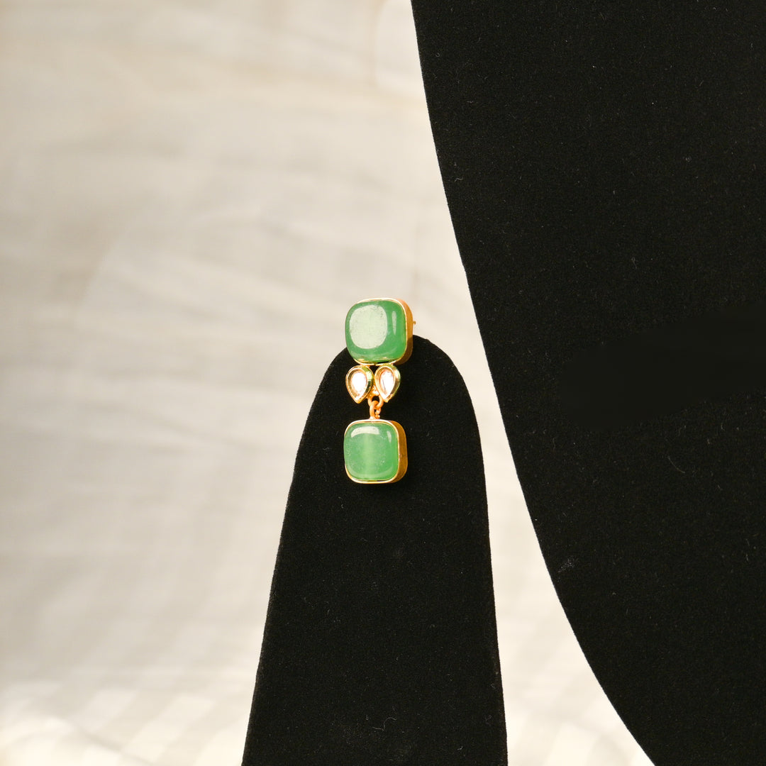 Handcrafted Maroon & Green Jade Stone Necklace Set