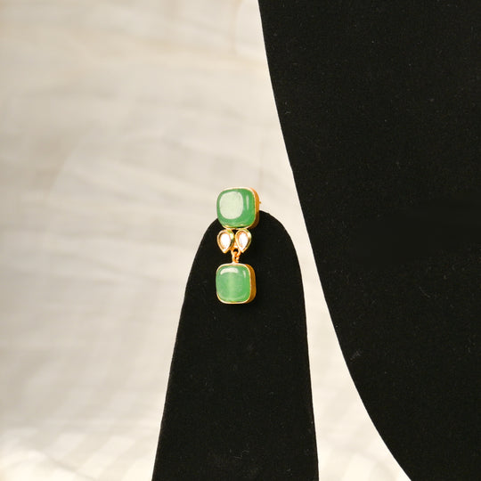 Handcrafted Maroon & Green Jade Stone Necklace Set