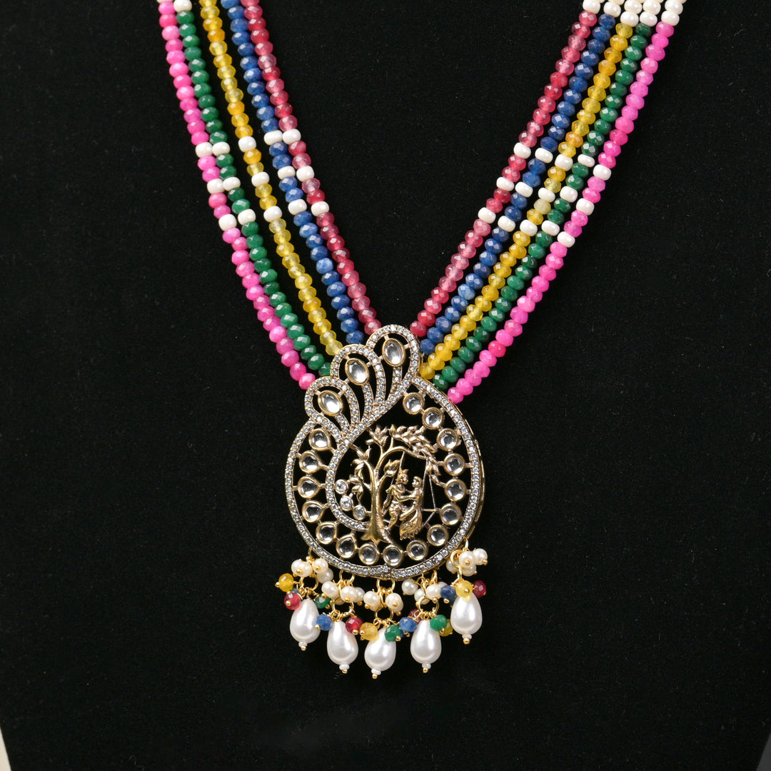 Long Beeded Kundan Necklace Set
