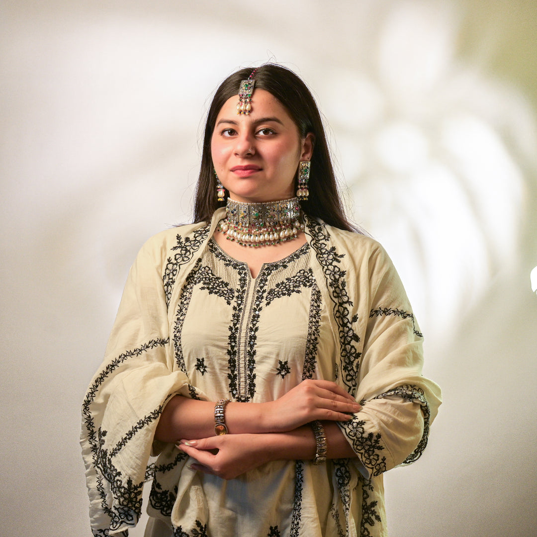 Premiun Impon Necklace Set With Mathapatti