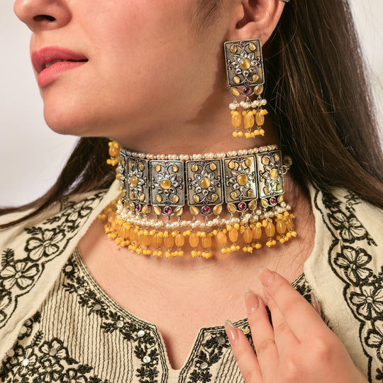 Premiun Impon Necklace Set With Mathapatti
