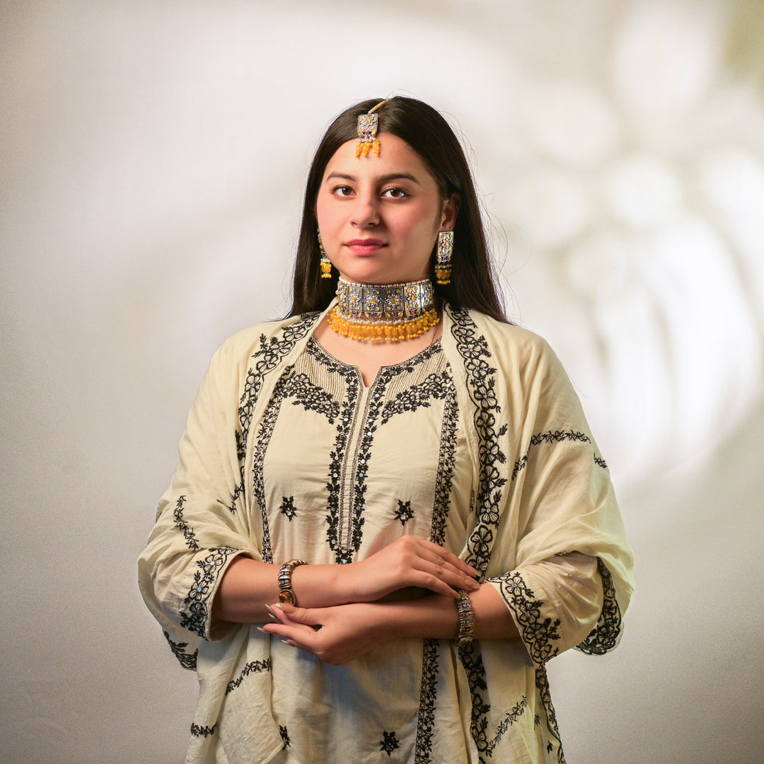 Premiun Impon Necklace Set With Mathapatti