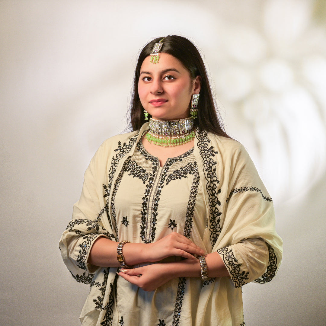 Premiun Impon Necklace Set With Mathapatti